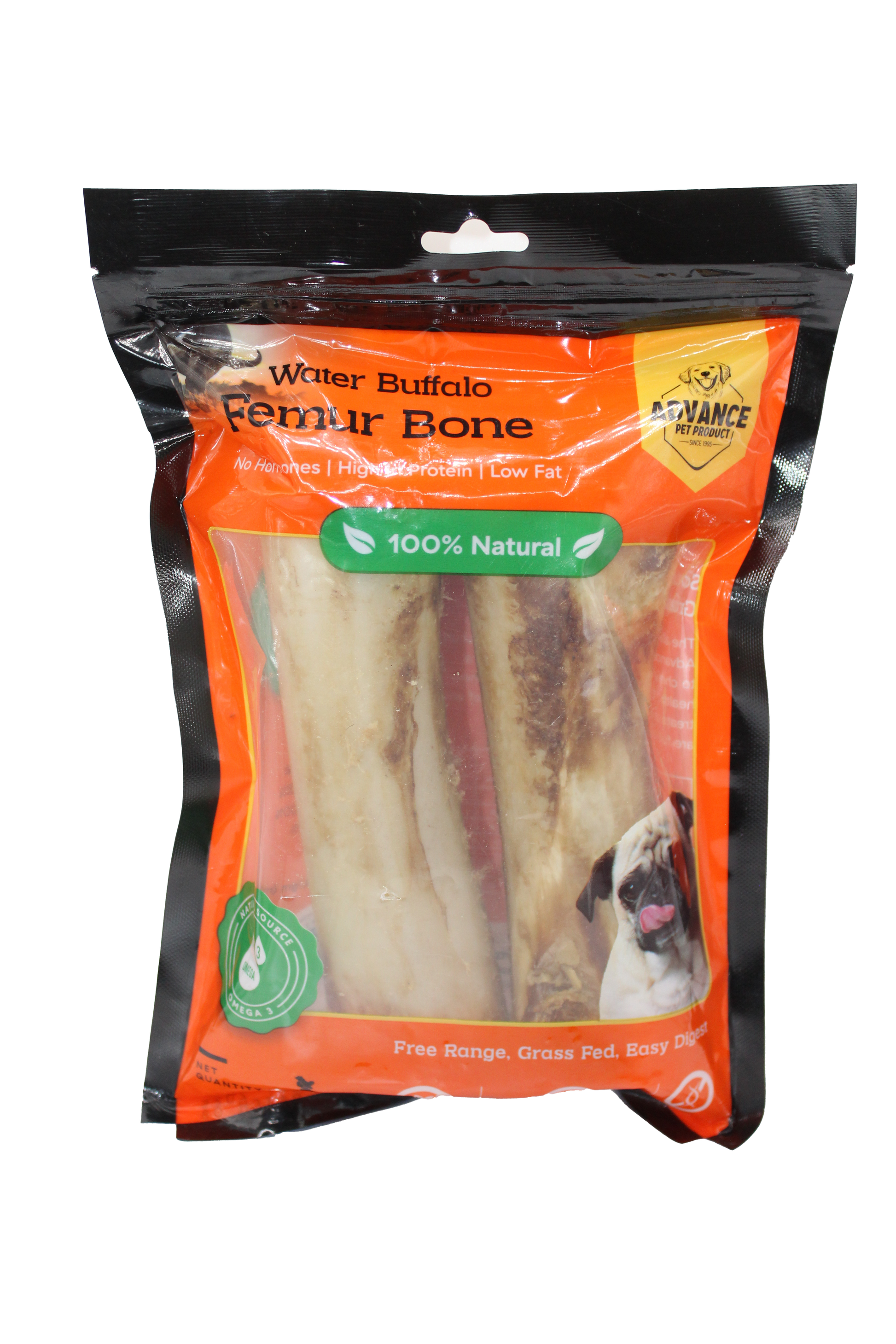 Natural Water Buffalo Femur Bone for Dogs – Long-Lasting Meaty Treat (14”-16”) from Grass-Fed Buffalo - Advance Pets Product