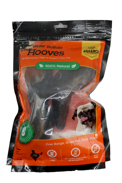 3 Pack 100% Natural Grass-Fed Water Buffalo Hooves – Long Lasting, Hypoallergenic Dog Treats with No Additives - Advance Pets Product