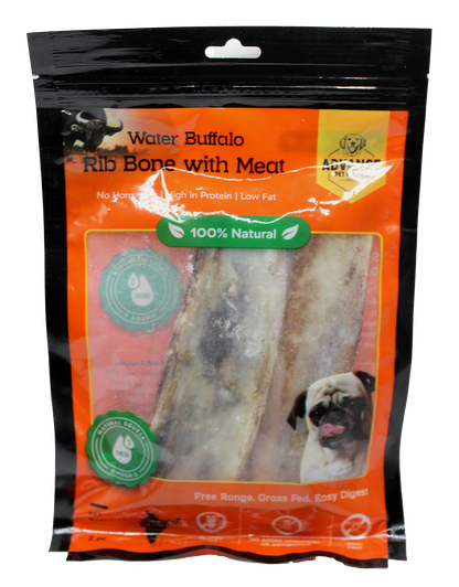 100% Natural Water Buffalo Rib Bone with Meat – Long-Lasting Dog Chew Treat