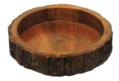 Round Wooden Bark Bowl – Handcrafted Natural Mango Wood Serving & Pet Bowl - Advance Pets Product