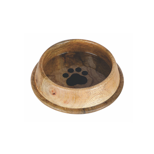 Handcrafted Wooden Non-Skid Pet Bowl with Paw Print Design | Durable & Stylish - Advance Pets Product