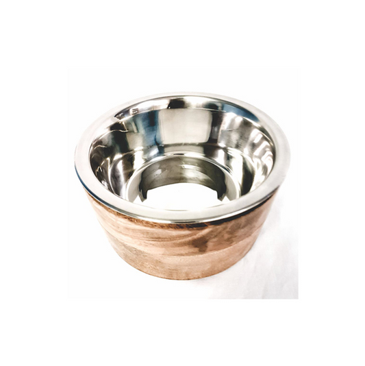 Handcrafted Wooden Sleeve with Removable Stainless Steel Bowl – Durable & Stylish Pet Diner - Advance Pets Product