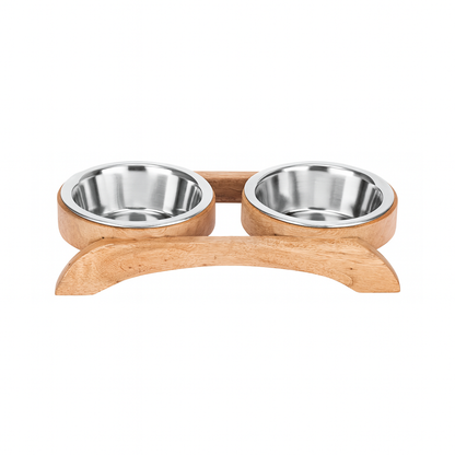 Standard Raised Wooden Dog Feeder – Double Diner with Removable Stainless Steel Bowls - Advance Pets Product